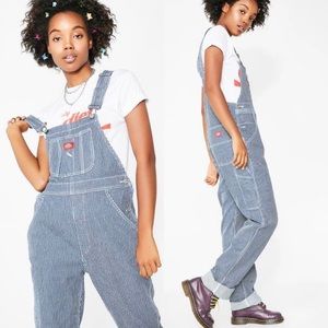 Dickies Hickory Stripe Railroad Denim Blue Overalls Size Large